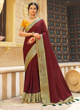 Sublime Maroon Colour Saree